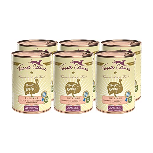 Terra Canis Pute Pur aus Putenherz und Putenleber - Metzgers Bestes Nassfutter, 6x400g I Premium Hundefutter in 100% Lebensmittelqualität Aller Rohstoffe I Reichhaltig & gesund, Getreide & glutenfrei