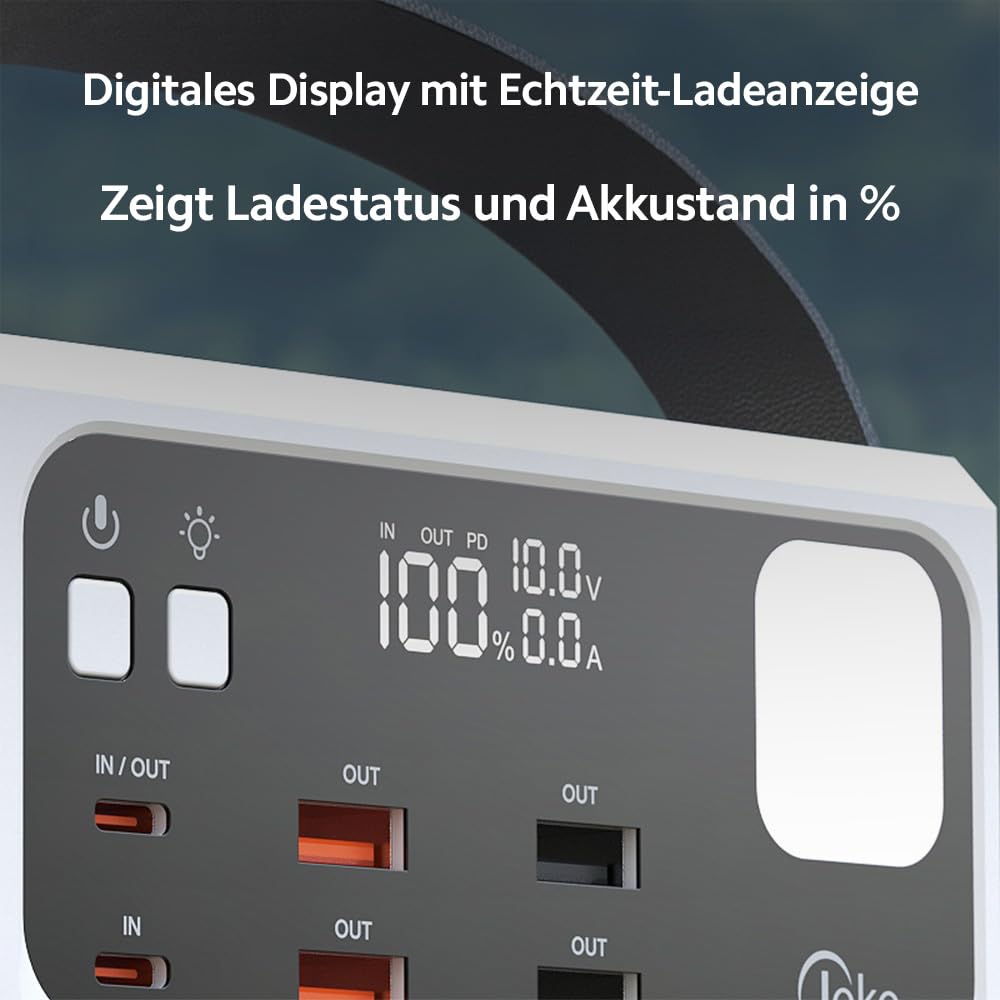KONFULON Powerbank 120000mAh (444Wh, ca. 372Wh nutzbar) – 30W Schnellladefunktion, 5 Ausgänge (USB‑C PD & USB‑A), LED‑Display & Taschenlampe – Für Smartphone, Tablet, Camping, Outdoor & Notfälle W