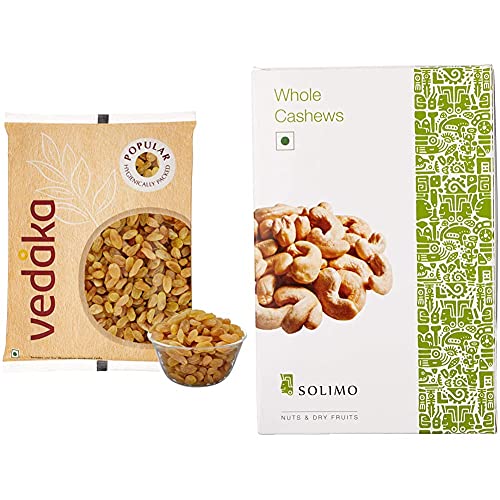 Image of Amazon Brand - Vedaka Popular Raisins, 1kg & Amazon Brand - Solimo Premium Cashews, 500g Combo