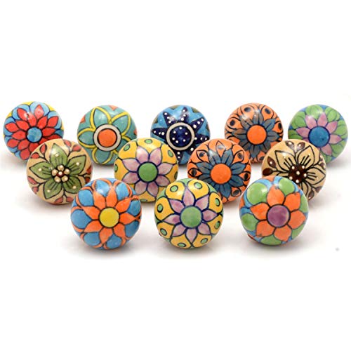 how to choose kitchen cabinet hardware to match decor Eleet Assorted Ceramic Cabinet Knobs - Vintage Cabinet Cupboard Door & Drawer Pulls Chrome Hardware (Ceramic Knobs Set of 12, Multicolor)