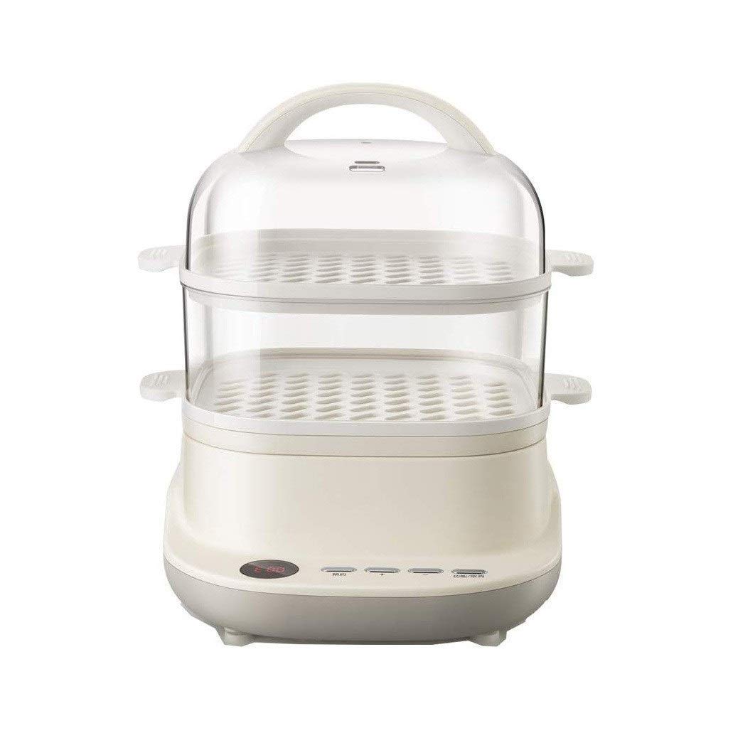Vaporera eléctrica for alimentos, blanco/acero inoxidable, vaporera for alimentos Cajas de vapor transparentes de 2 niveles Vaporera eléctrica de calentamiento rápido de 800 W Protección de apagado in