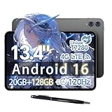 TECLAST T65 13 インチ タブレット Android 16 タブレット, 120Hz 画面リフレッシュレート, 20GB RAM+128GB ROM, T7280 (T620) プロセッサ Tablet, SIM カード対応, 3.5mm イヤホンジャック, 大画面で学習・ワークに最適・タッチペン付き