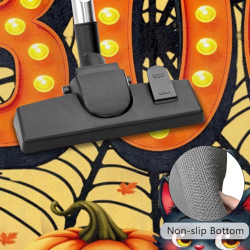 Image of cfpolar Half Round Door Mat Halloween Cat Spider Pumpkin Non-Slip Semi Circle Area Rug Washable Half Moon Hearth Rugs for Indoor Outdoor Bathroom Kitchen Patio Runner Mat Laundry Room Home Decoration