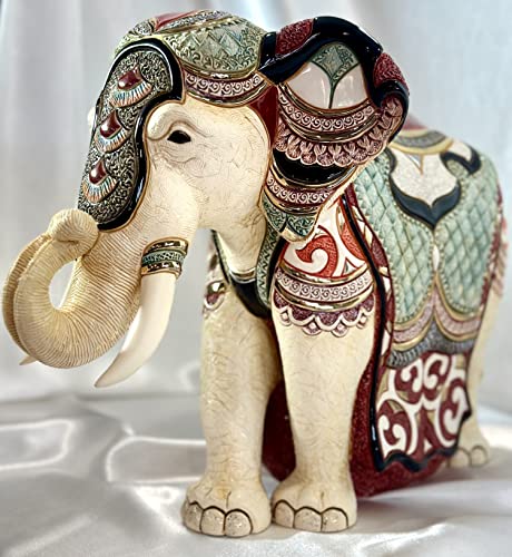 Estatua de elefante asiático de cerámica De Rosa 473 miniatura 4