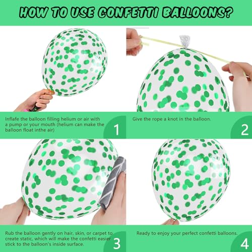 Image of Dark Green Balloons Set, 60 PCs Green Black Party Balloons, Confetti & Metallic Silver Latex for Helium, Boys' Video Game Football Theme Decor
