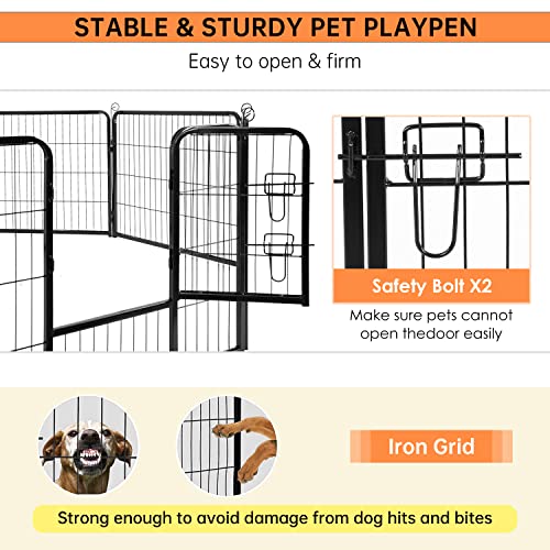 Image of BestPet | Dog Playpen | 24 Inch, 8 Panels | Heavy Duty Metal Pet Exercise Pen | Indoor Outdoor Fence Panels | Rust-Resistant, Removable, Tool-Free Setup | Anti-Skid, Expandable Design