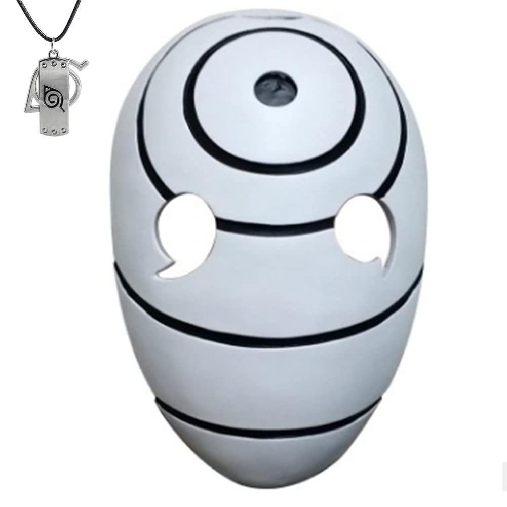 Haruhi Obito Mask Cosplay Uchiha Resin Mask With Necklace Halloween Dress up Prop Anime,White,11.1x7