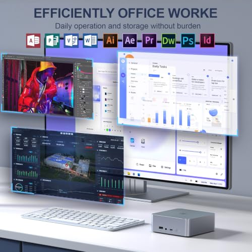 Image of Beelink EQR5 Mini PC AMD Ryzen 5 5825U, 16GB DDR4 500GB PCIe3.0 SSD, Mini Computer Support WiFi 6 / BT5.2 / Dual HDMI /Built-in Power Supply, Home Office Desktop Computer