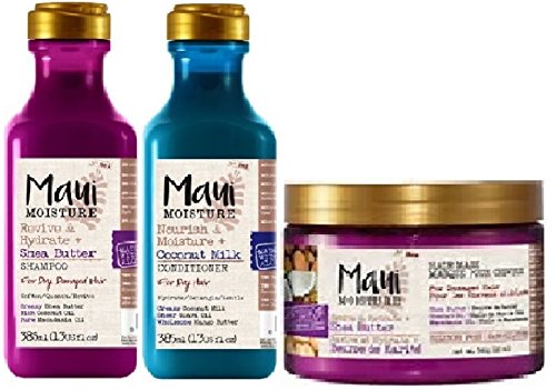 Shampoing au beurre de karité Maui Moisture lot de 3 et masque cheveux secs hydratation