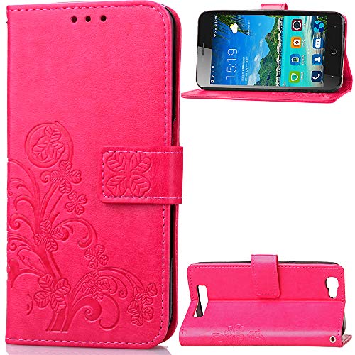 Kihying Cuero Funda para ZTE Blade A610 Funda Cáscara Tapa del tirón Billetera Soporte y Ranura para Tarjeta (Rojo - SD05)