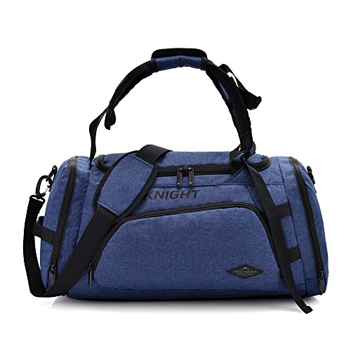 35-40L 3 Way Waterproof Sports Gym Travel Weekender Duffel Bag with Shoe Compartment Overnight Bag (Blue)
