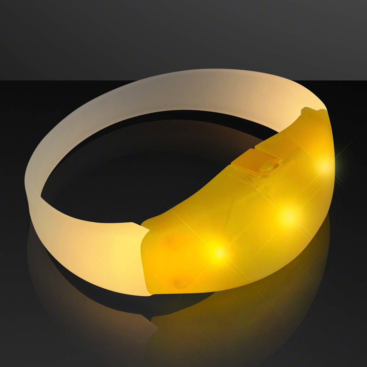 Yellow Light Up Stretch Bracelet with Steady Illumination LED Lights (Set of 12)