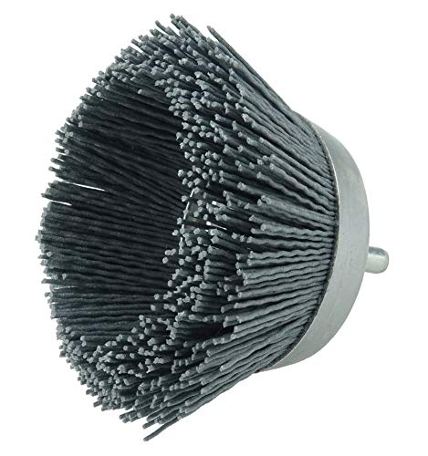 Image of Weiler 14404 2-3 /4 inch Nylox Cup Brush, 0.040 inch /120 Grit Crimped Nylon Fill, 1 /4 inch Stem, Made in the USA