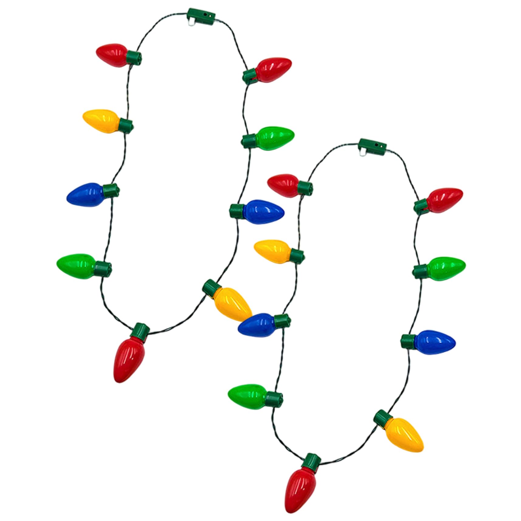 Cakeeyum Multicolor 2Pcs Light Up Necklaces Colorful 9 Led Bulbs Christmas Necklace With 3 Flash Modes Christmas Decorations For Xmas Party Favor Supplies Light Necklace, Up