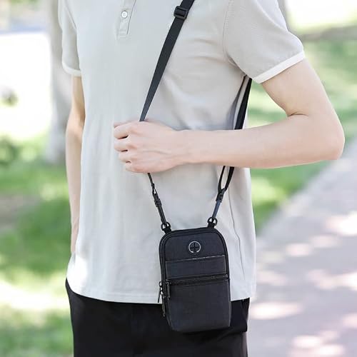 Mini Crossbody Bag Waist Pack, Rumanle Small Shoulder Bag For Men Women Travel Wallet Passport Holder Phone Purse Unisex, Mini Messenger Bag Neck Pouch Bag With Headphone Jack - Black #TOP7