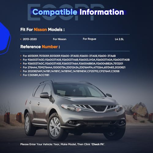 Image of ECCPP AC Compressor 2013-2020 for Nissan Rogue 2.5L | 6513059,7513059 Fast Cooling AC Compressor with Clutch Low Vibration Under 72db Reduces Engine Load Fuel Efficient