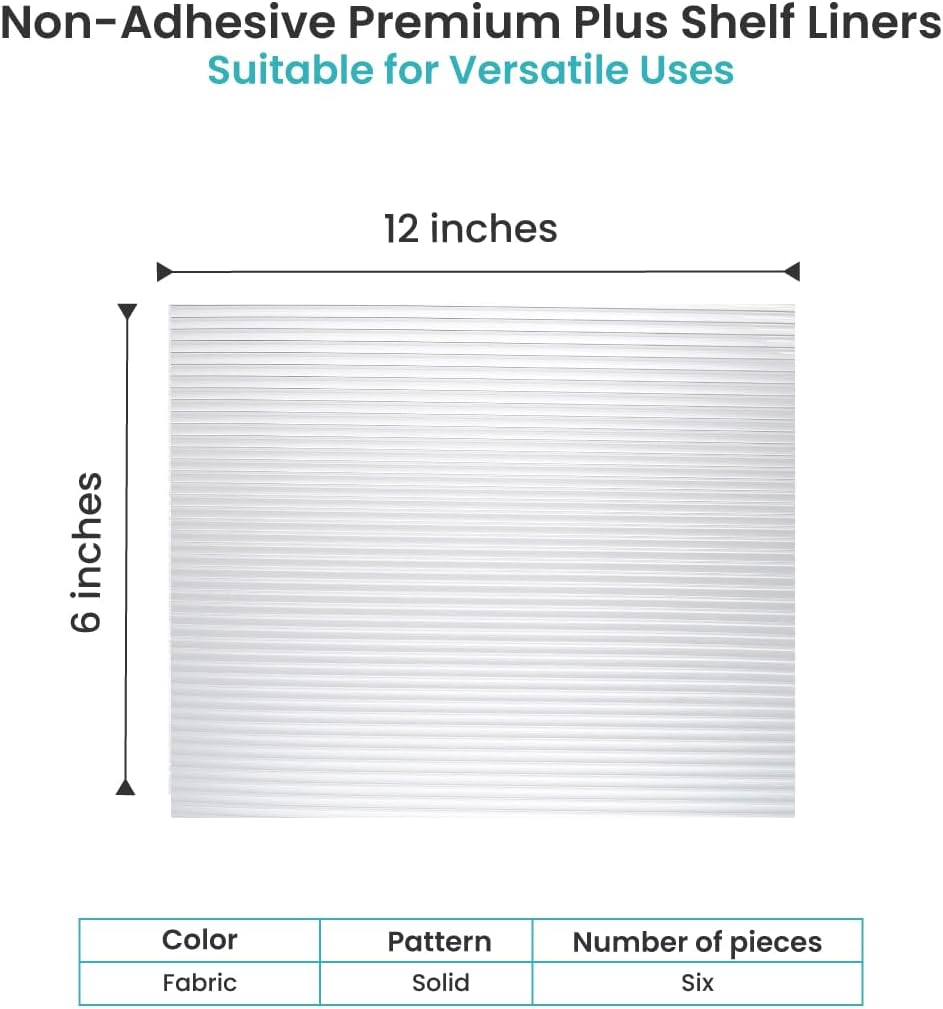 Con-Tact Brand Premium Plus Non-Adhesive Shelf Heavy Duty and Multi-Functional Drawer Liner, Protect and Organize Your Shelves and Drawers - 12" x 6', Ribbed Clear, Pack of 6 Rolls