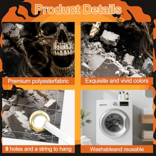 Image of Halloween Garage Door Decorations 6 x 13 ft, Skeleton Wall Cover