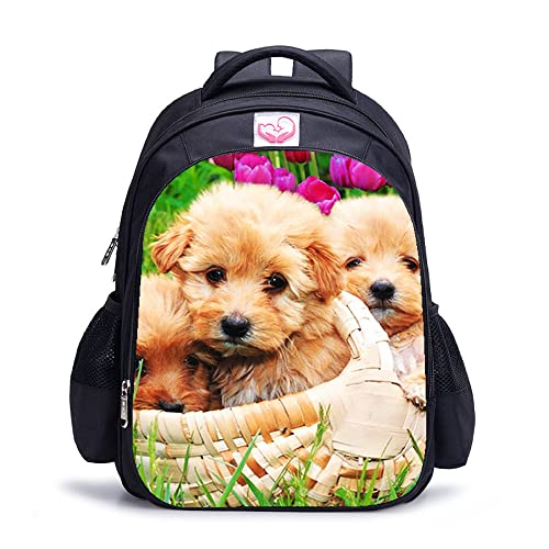 Sac à dos imprimé en 3D Flower Basket Dog, le cartable tendre et tendance pour illuminer vos journées