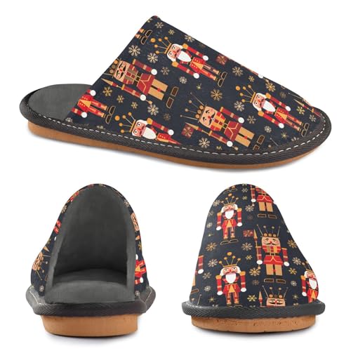 Slippers for Women Christmas Golden Nutcracker Pattern Soft Winter Warm Shoes Indoor Outdoor Non-Slip House Travel Slippers4