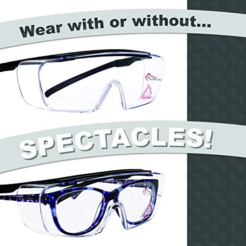 SAFE HANDLER Duarte Premium Over Glasses | ANSI Z87.1, Impact Resistant Polycarbonate Lens, UV400, Anti-Fog & Anti-Scratch (1 Pair)