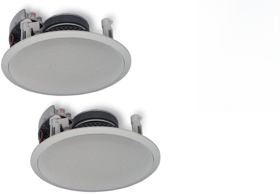 Custom Easy-to-install In-Ceiling Flush Mount 2-Way 120 watts Natural Sound Speaker Set (Pair of 2) with 1" Tweeters & 8" Woofer + 50 feet of Oxygen-Free Copper Speaker Wire