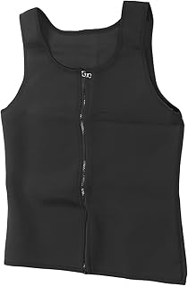 Colete Modelador de Cintura Masculino, Regata Masculina de Emagrecimento para Treino, Regata Masculina Com Zíper Fitness Tamanho L, Toda Preta, Regata Masculina para Treino de