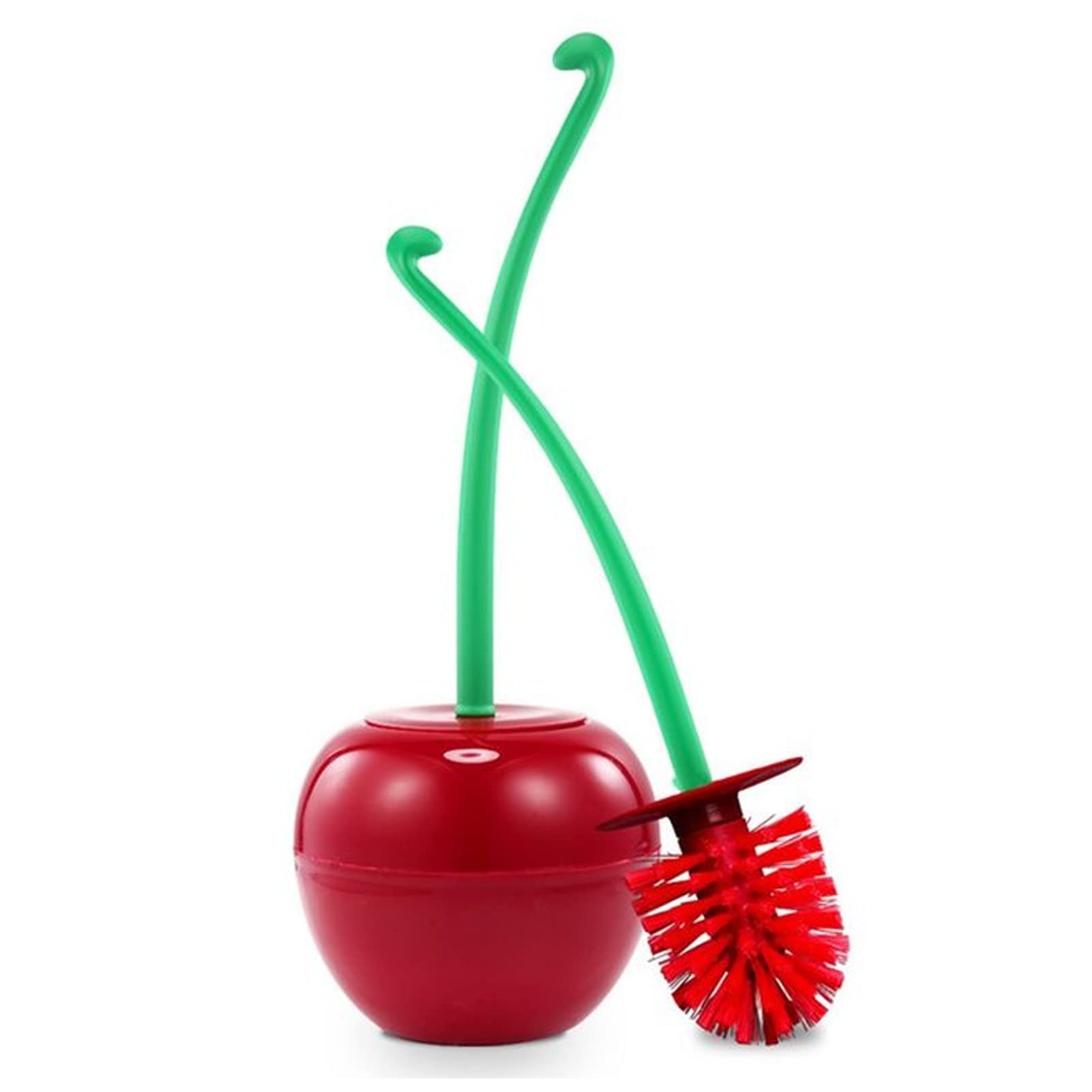 DISERTIED Toilet Brush Cute Cherry Toilet Brush Holder Set Bathroom Lavatory Long Handle Toilet Bowl Brush Cleaner Cleaning Brush Bathroom Accessories Silicone(Red-red brush)