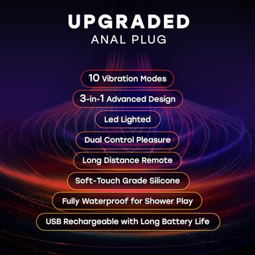 Image of Anal Plug Vibrator with 10 Vibration Modes & Led Lighted - Anal Toys with Remote Control & Fast Charging - Prostate Massager - Vibrating Small Anal Butt Plug - Sex Toys - ST-004