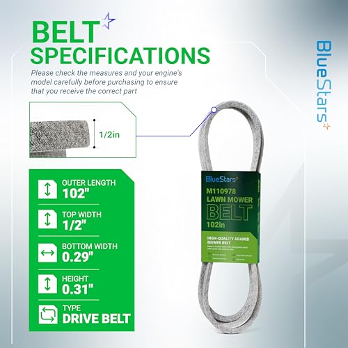 Image of BlueStars 754-04240 954-04240 Mower Deck Belt | Aramid Cord | 162.9 inch x 0.5 inch | Deck Belt for 50 inch Deck Cub Cadet LTX 1050 LTX1050VT SLTX1050 MTD Craftsman Mowers