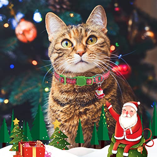 Image of Christmas Breakaway Cat Collars, Holiday Fall Winter Collar with Bell, Kitten Collar Adjustable Safety Buckle for Girl Boy Cats Dogs