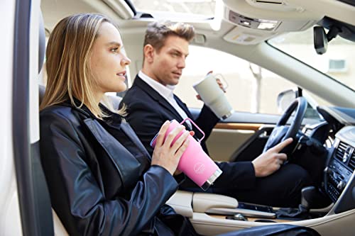 Mayim Large Travel Coffee Mug Tumbler With Clear Slide Lid And Handle, Reusable Vacuum Insulated Double-Wall Stainless-Steel Thermos, Fits In Cup Holder, 30Oz, Mint #TOP2