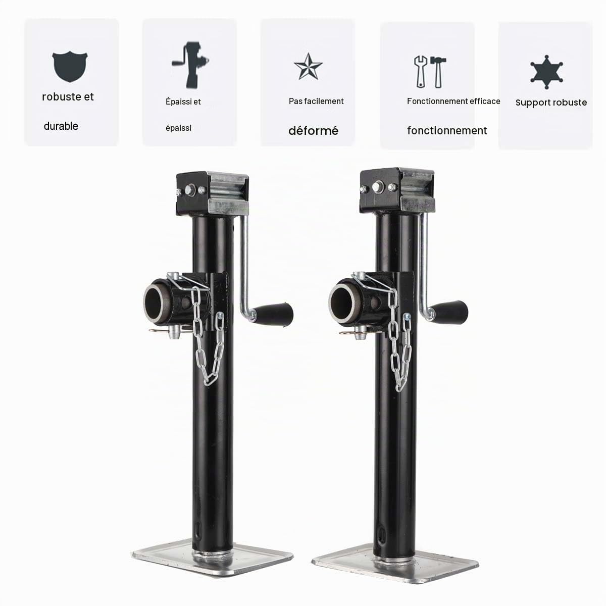 Lot de 2 supports de remorque réglables en hauteur 53-90cm avec pied à manivelle, supports de remorque pour caravane, camping-car, voiture, yacht, roue jockey pour remorque, acier, capacité de