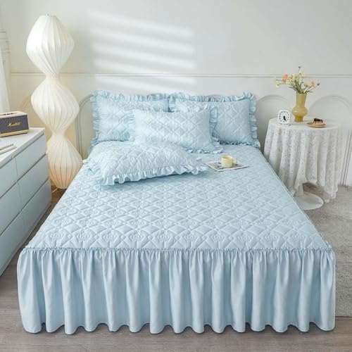 Ensemble De Couvre-lit À Volants, Jupe De Lit À Drap-Housse, avec 2 Taies d'oreiller, pour Chambre À Coucher Toutes Saisons(F,120x200CM/47x78in)