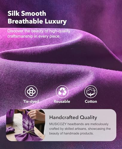 MUSICOZY Sleep Headphones Bluetooth 5.4 Headband, Wireless Earphones Sweat Resistant Earbuds with Ultra-Thin HD Stereo Speaker for Workout Running(Tie-dye Pink)
