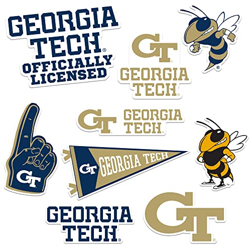 Image of Georgia TECH 8ct Vinyl Large Deluxe Stickers Variety Pack - Laptop, Water Bottle, Scrapbooking, Tablet, Skateboard, Indoor /Outdoor - Set of 8