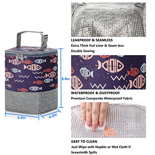 Kmono Breastmilk Cooler Bag,Insulated Baby Bottle Cooler Tote Bag Fits 4 Large 8 Oz Bottles,Baby Bottle Carrier Bag For Daycare Travel,Baby Bottle Cooler Bag For Nursing Mom #TOP2