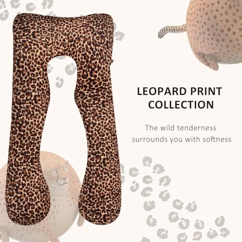 Image of Chilling Home Pregnancy Pillows, U Shaped Maternity Pillow for Pregnant Women with Velvet Removable Cover, 55 inch Pregnancy Pillows for Sleeping, Body Pillows for Adults Full Support, Leopard Print