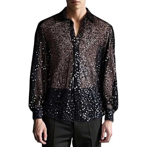 T-shirt en maille pour homme transparent chic à manches longues