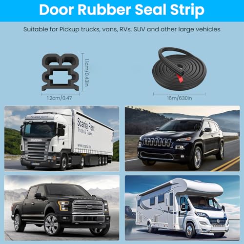Image of STHIRA 52.5Ft Car Door Seal Strip Weather Stripping Car Rubber Seal Cuttable Door Edge Weather Strip Automotive Soundproof Trim Universal Edge Rubber Trim for SUV,Van,Pickup Trunks