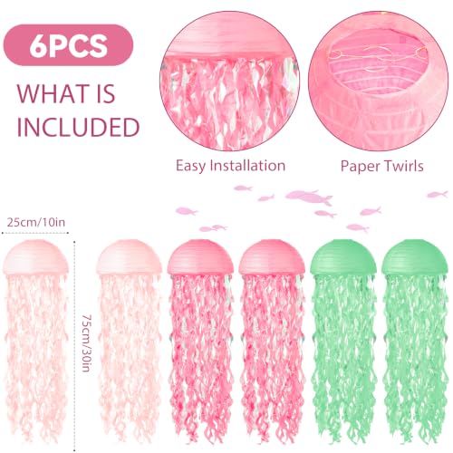 Image of Jellyfish Paper Lanterns 6 Pcs Hanging Ocean Sea Party Decor
