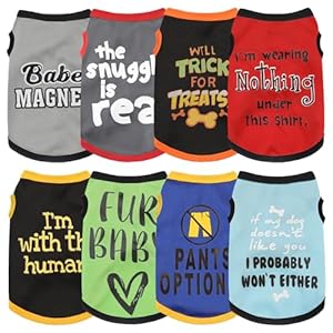 Elevate Your Pet’s Seasonal Style with Playful Panache: 8-Piece Set of Dog Shirts Featuring Hilarious Printed Patterns for Airy Comfort in Summer and Fall Classic 8pc X-Small
