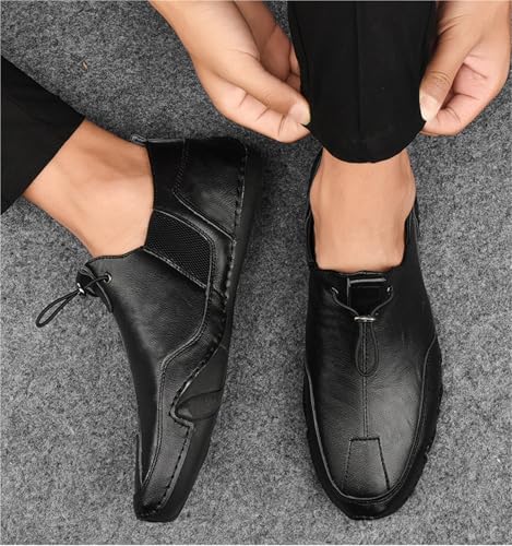 Mens Vintage Low Slip on Loafers Casual Driving Shoes Fashion Office Non-Slip Breathable Dress Shoes Handmade Penny3