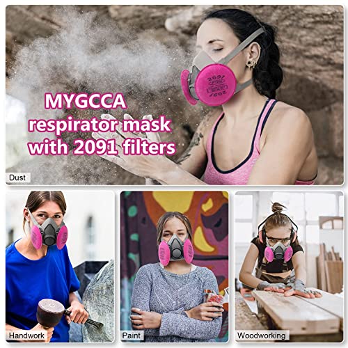 Reusable Respirator, Mygcca Dust Respirator With Filter 2091 For Painting, Epoxy Resin, Asbestos, Particulate, Sanding, Machine Polishing And Other Work #TOP6