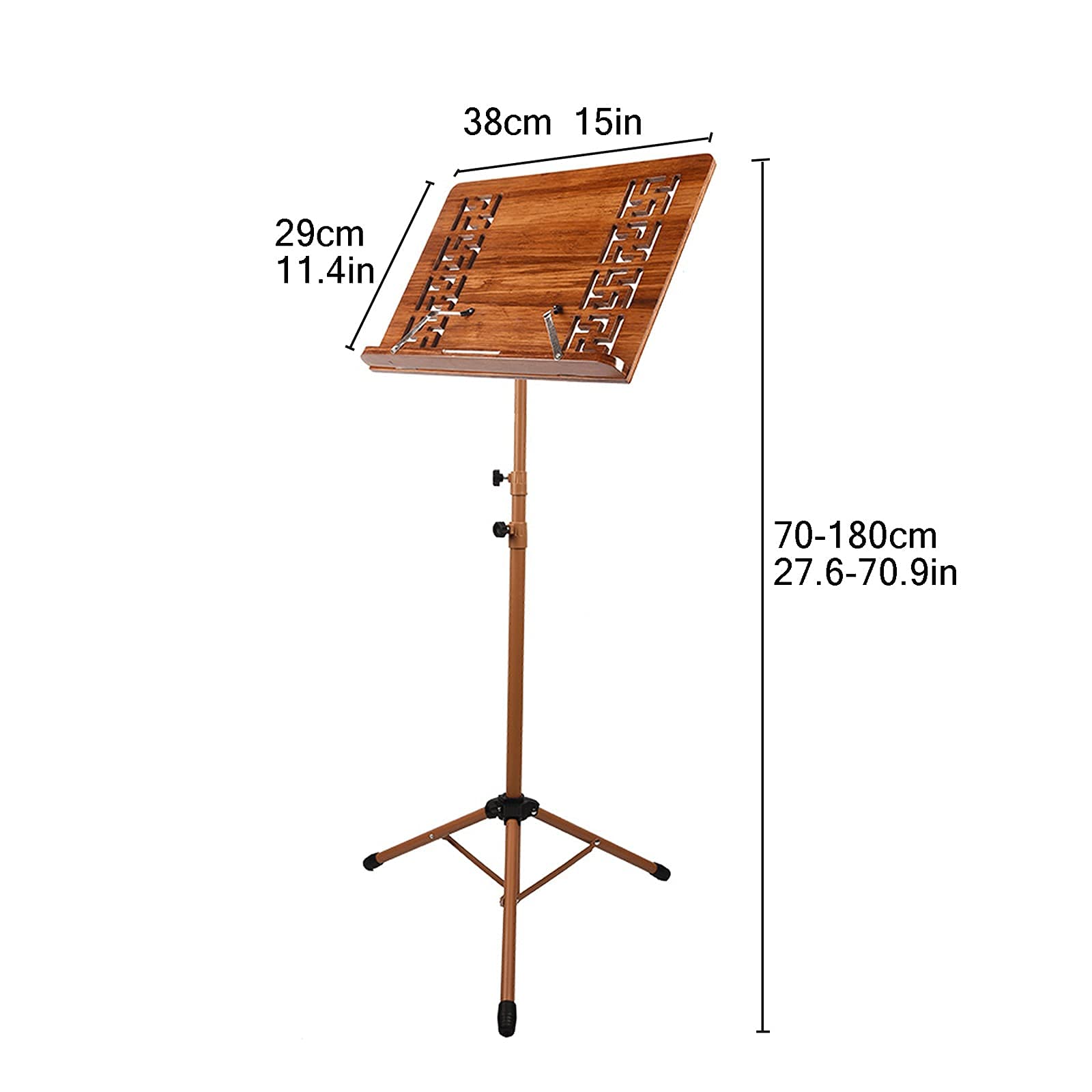 Supporto per partiture in bambù portatile, altezza regolabile 27.6-70,9 pollici treppiede pieghevole per la lettura di libri, supporto in legno stabile per strumenti, computer portatili, tablet in uff
