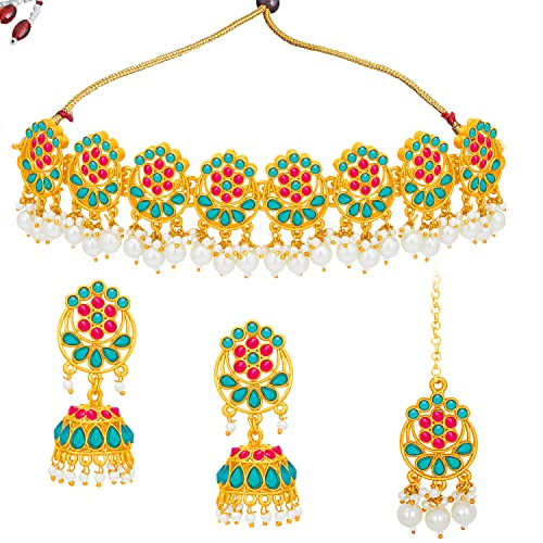 Image of Sukkhi Gold Plated Choker Necklace Set For Women