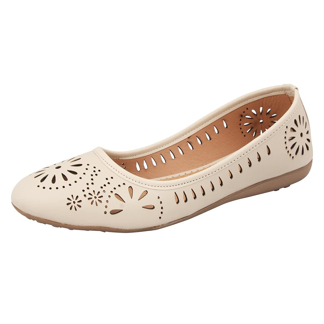 ABJ FASHION Soft Comfortable Napa Leather Womens Flat Ballet Bellies (Cream, Numeric_6) (B076HQWRVP) Amazon Price History, Amazon Price Tracker
