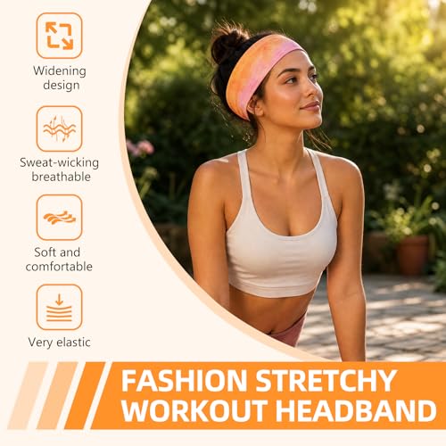 Image of 8PCS Summer-Exclusive Non Slip Sports Elastic Soft Running Fashion Headbands Absorb Sweat for Women & Men Working Out, Travel