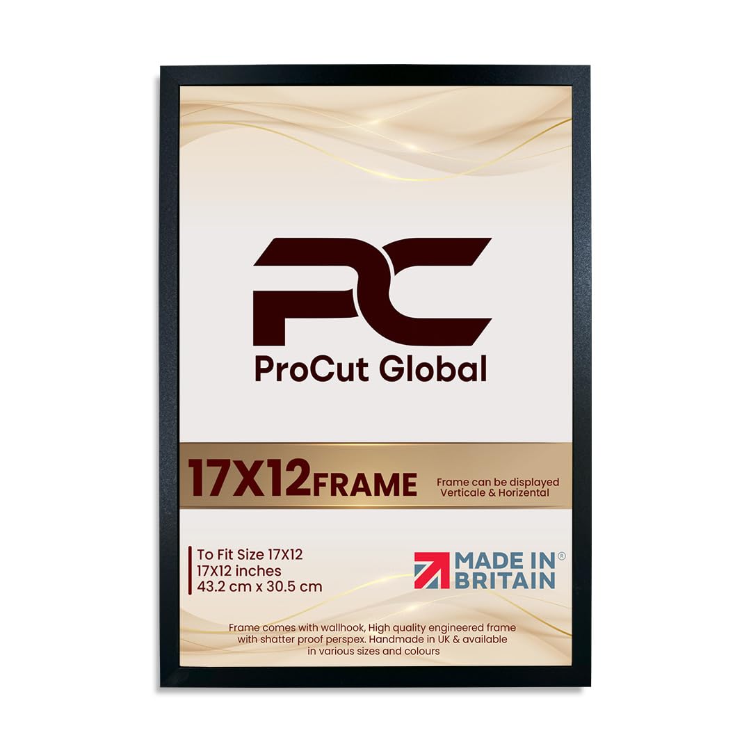 Procut Global 17X12 Black Picture Frames – Sleek Wooden Photo Frame with Shatterproof Perspex for Wall or Tabletop – Perfect for Posters, Certificates, Prints–Multiple Sizes & Colors Available — image 1