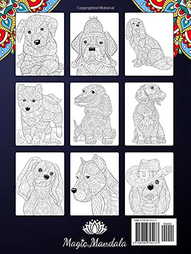 Cani Mandala Libro da Colorare: Disegni Canini per Alleviare lo Stress e Rilassarsi - Colorare Zentangle per Bambini, Adulti e Amanti dei Cani
